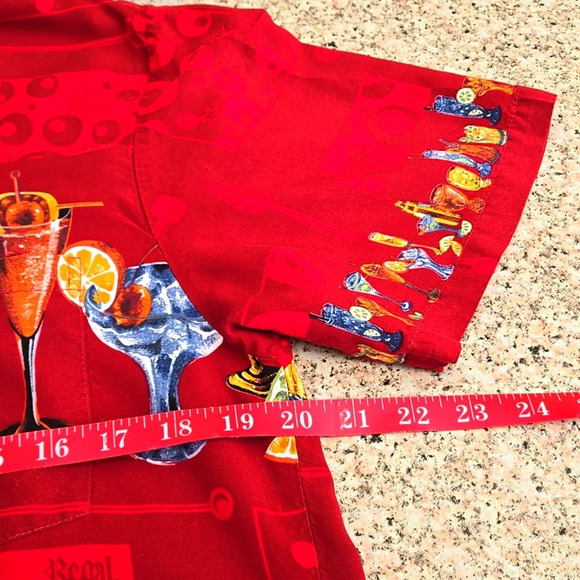 Vintage 80s Paradise Found Hawaiian "Happy Hour" Cocktail Drinks Top Men size L - Picture 9 of 11